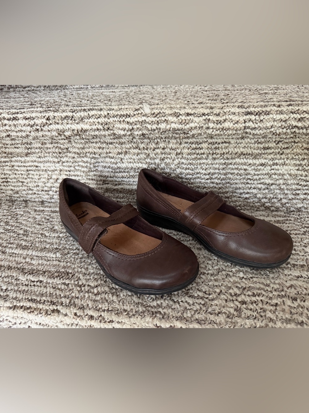 Clarks Brown Mary Jane Flats